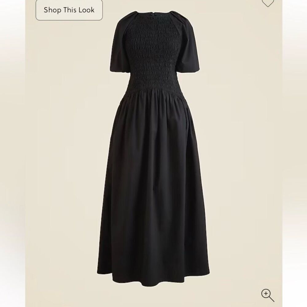 J. Crew Black Midi Dress with Puff Sleeves - Picture 4 of 9